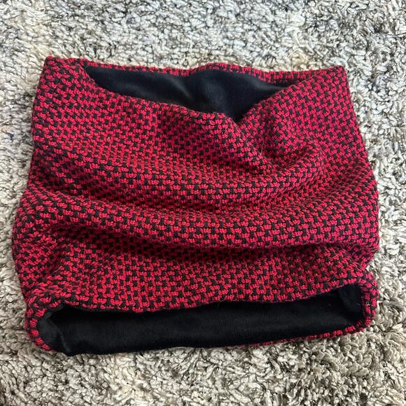 Talbots Lambswool Red Black Houndstooth Check Infinity Collar Scarf Women's - Picture 1 of 9
